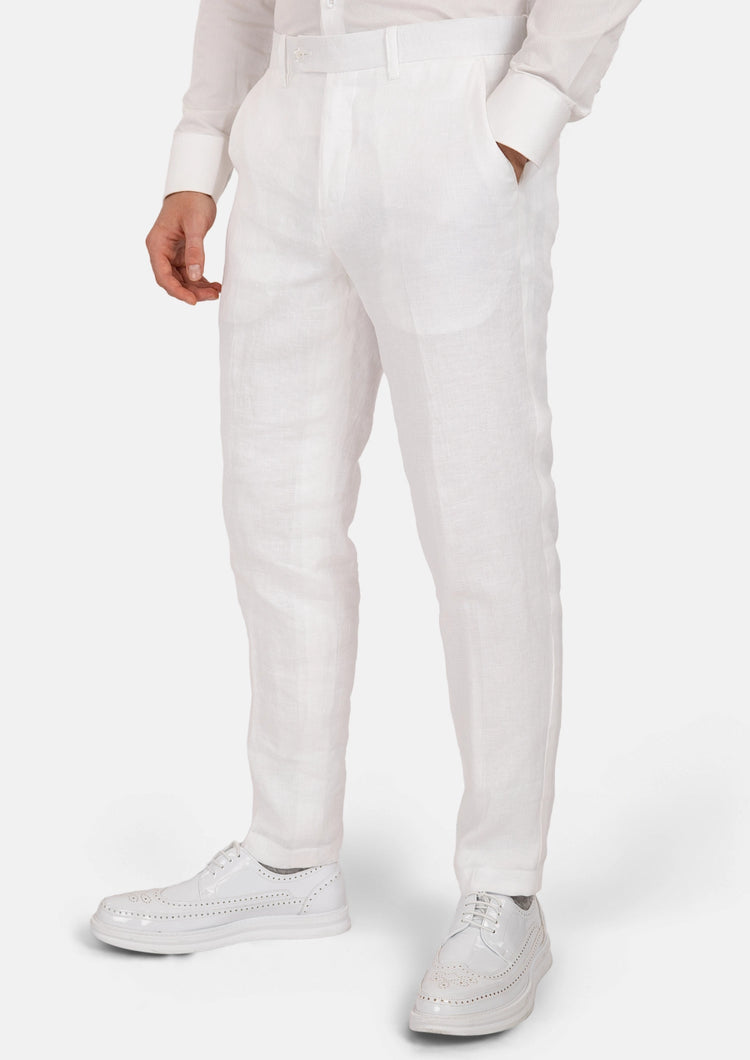 White Linen Pants - SARTORO21