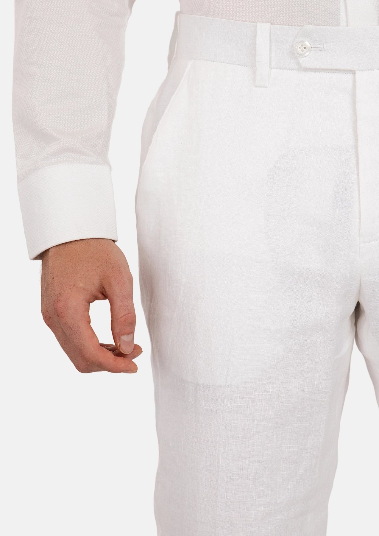 White Linen Pants - SARTORO