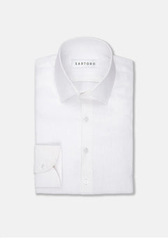 White Pure Linen Shirt - SARTORO
