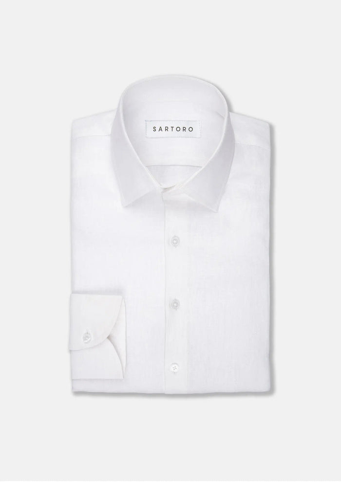 White Pure Linen Shirt - SARTORO814