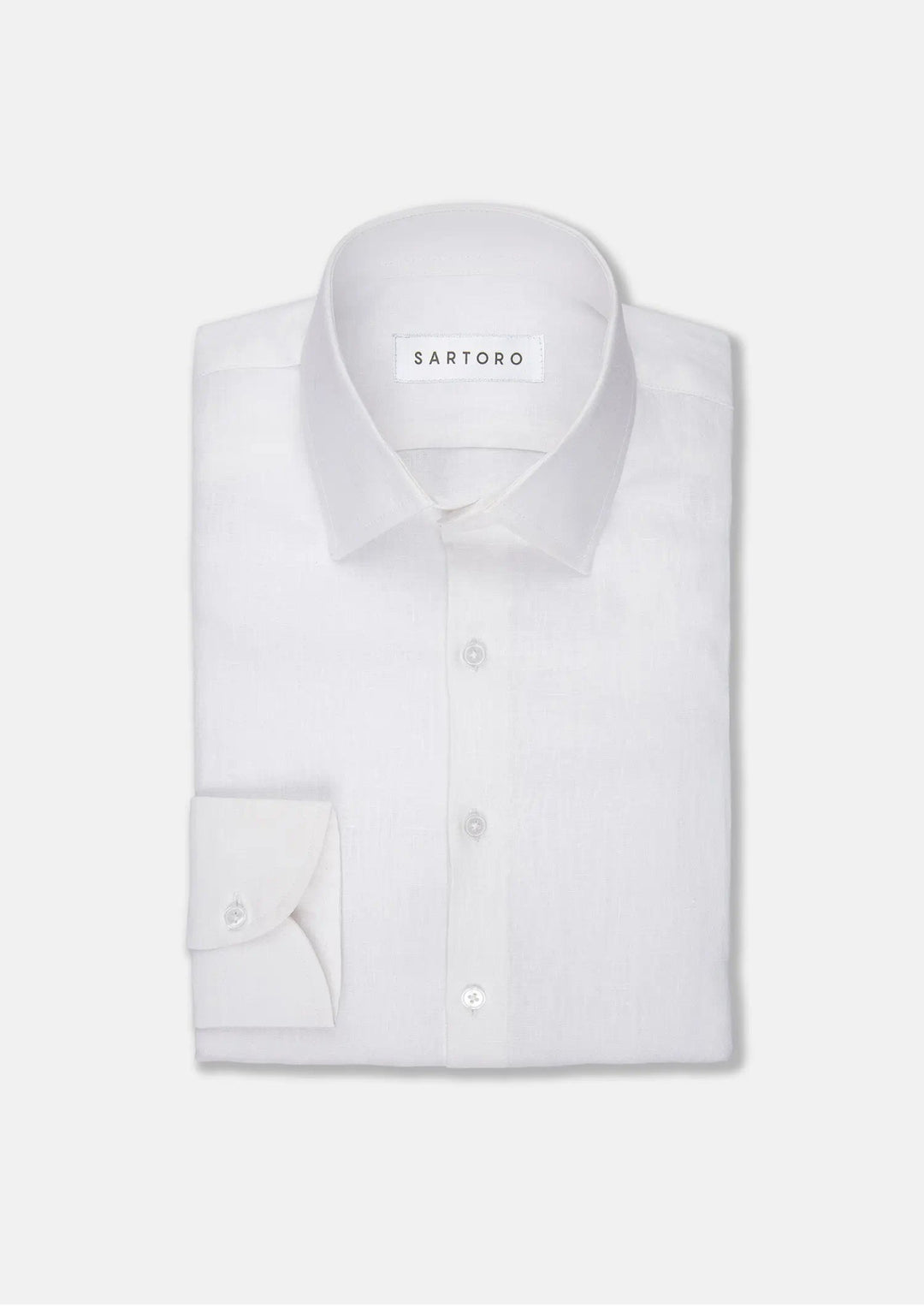 White Pure Linen Shirt - SARTORO