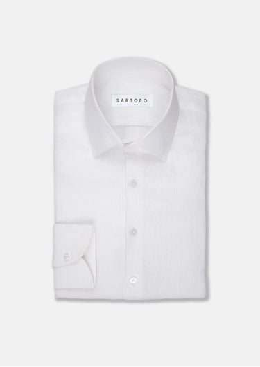 White Pure Linen Shirt - SARTORO