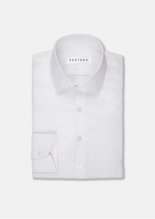 White Pure Linen Shirt - SARTORO