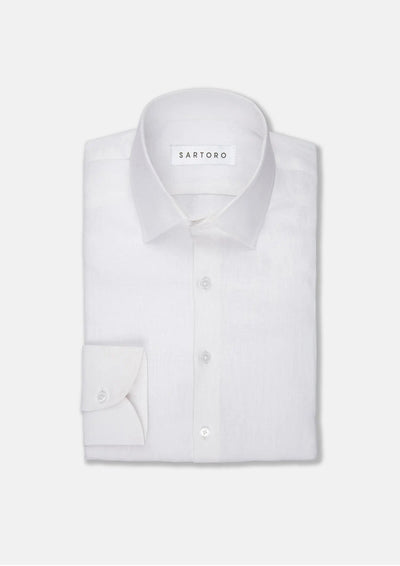 White Pure Linen Shirt - SARTORO