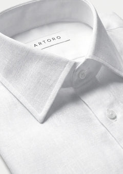 White Pure Linen Shirt - SARTORO