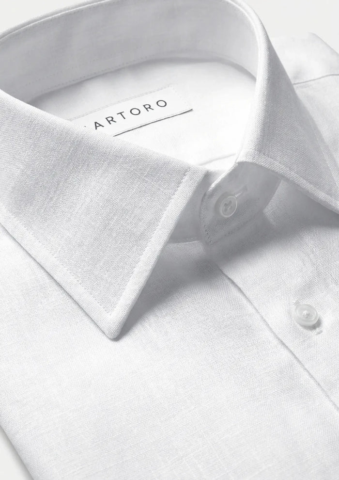 White Pure Linen Shirt - SARTORO93