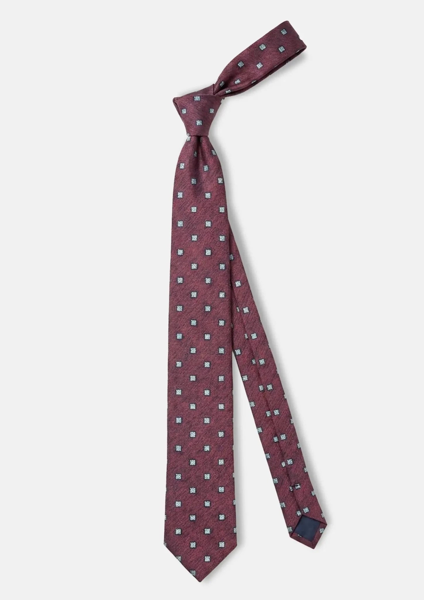 Wine Red Geometric Floral Tie - SARTORO967
