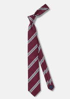Wine Red Silver Stripe Tie - SARTORO520