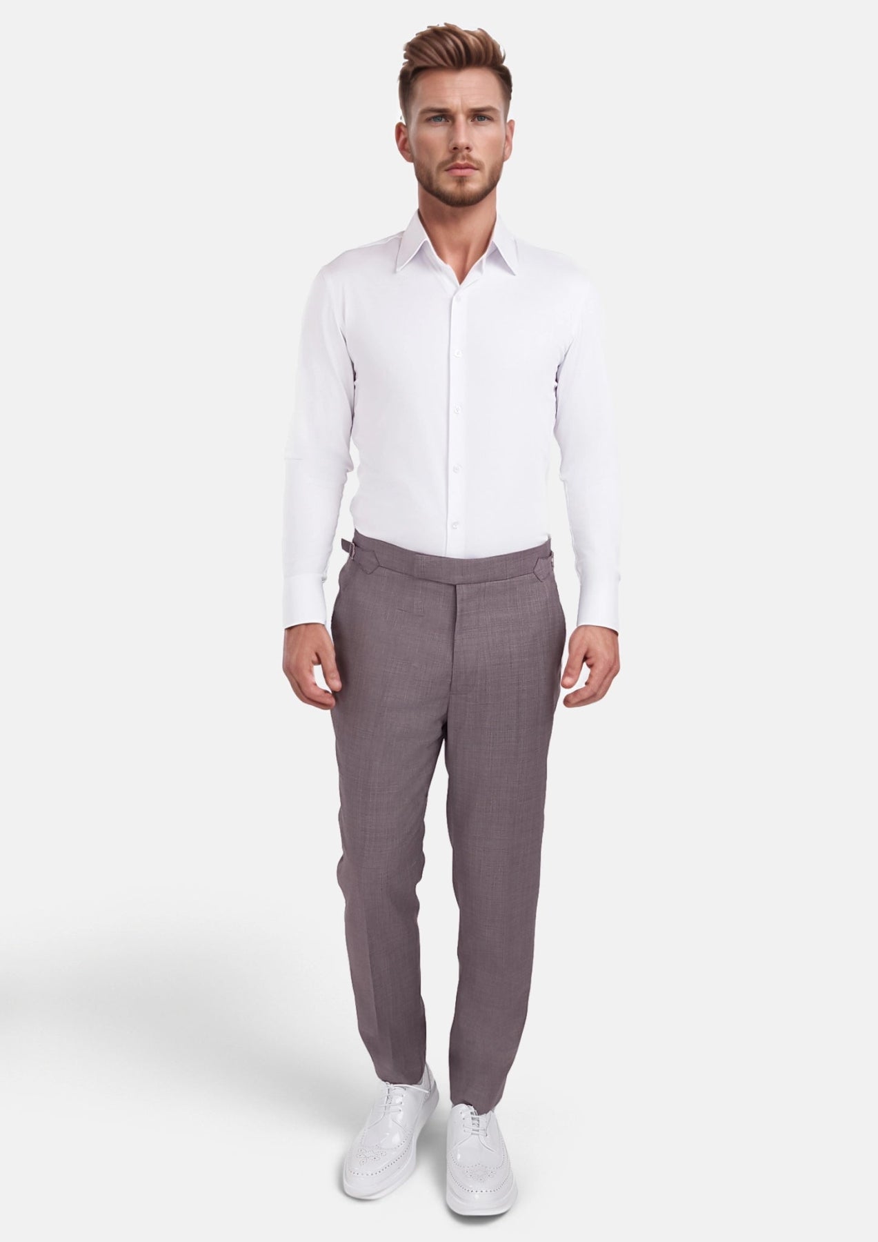 Wisteria Lilac Sharkskin Pants - SARTORO