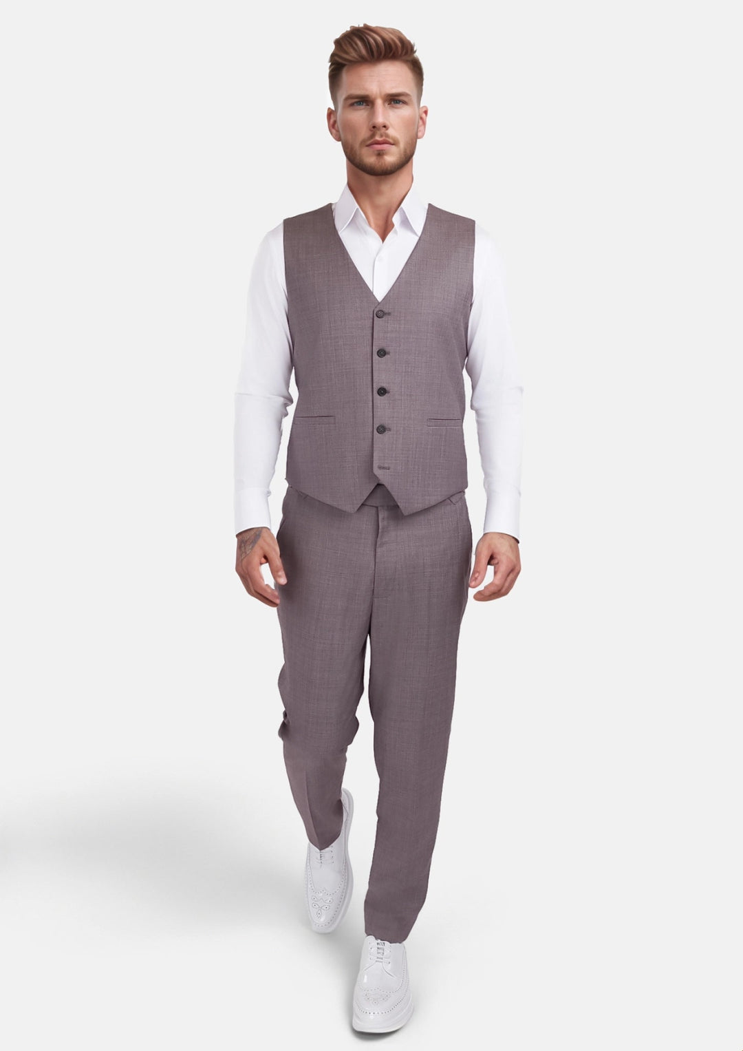 Wisteria Lilac Sharkskin Vest - SARTORO