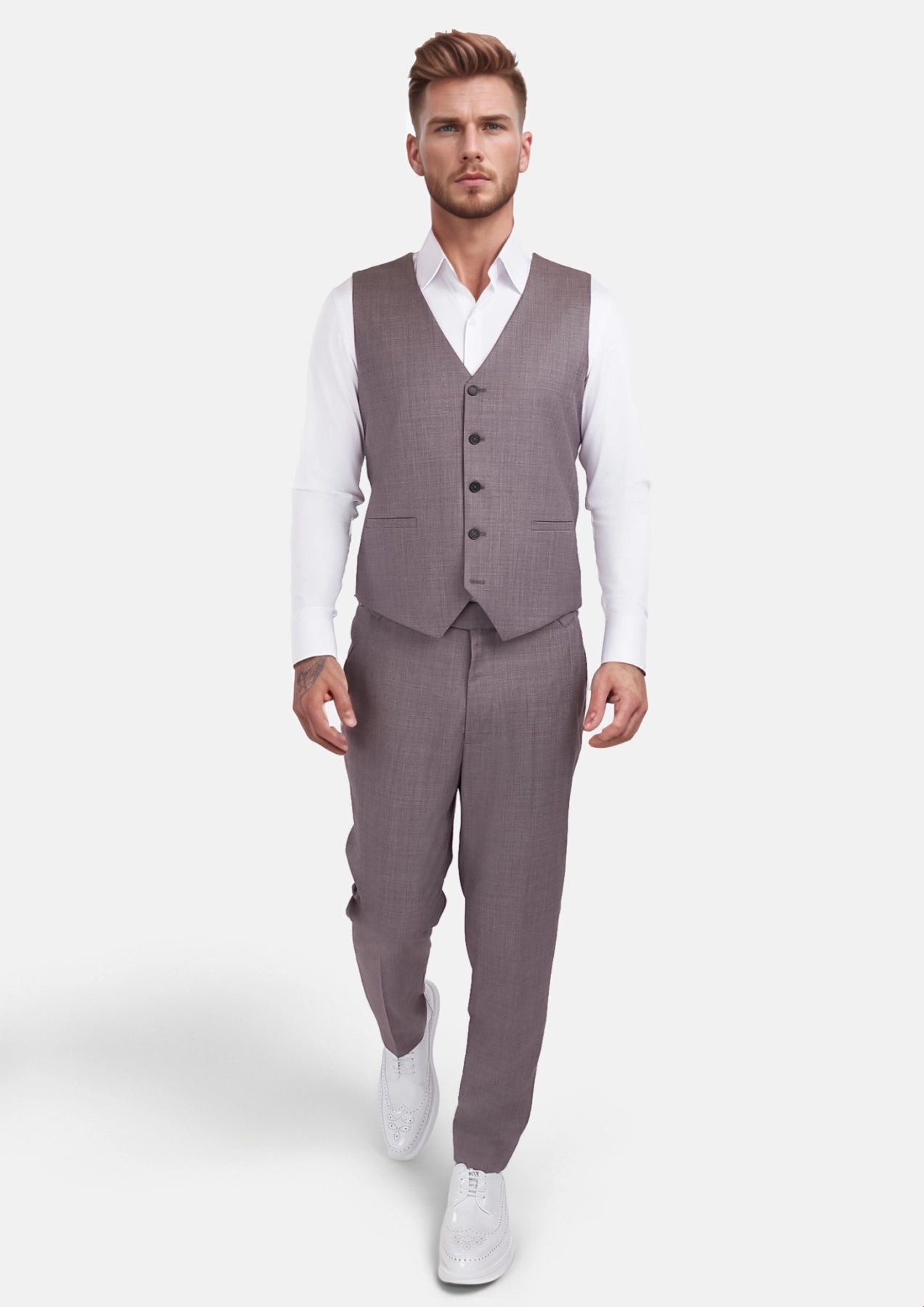 Wisteria Lilac Sharkskin Vest - SARTORO