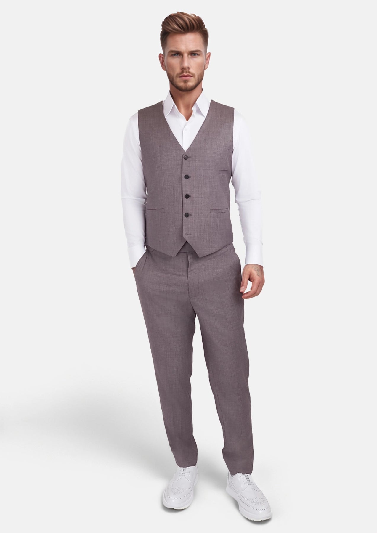 Wisteria Lilac Sharkskin Vest - SARTORO