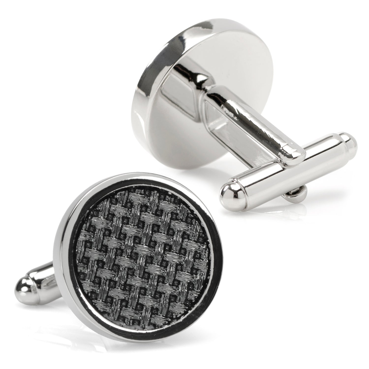 Woven Metal Black Cufflinks - SARTORO745