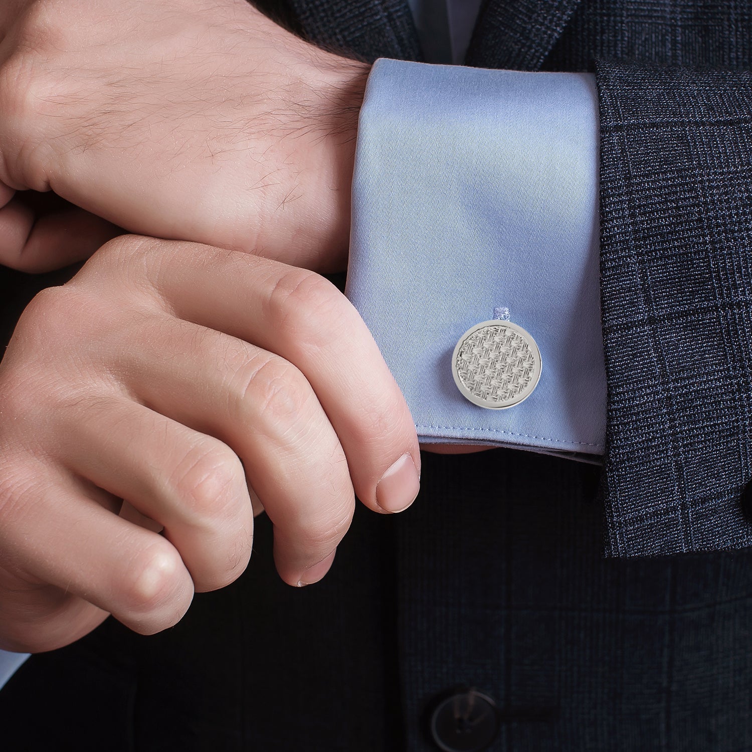 Woven Metal Silver Cufflinks - SARTORO439