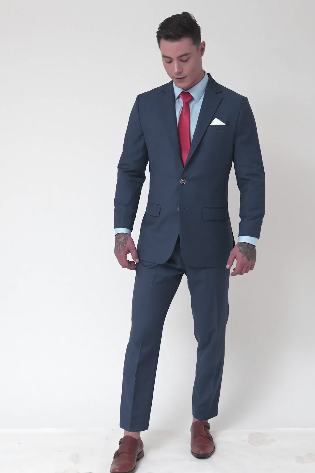 Astor Yale Blue Crosshatch Suit