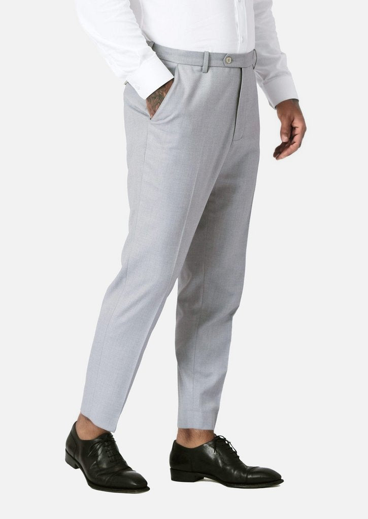 Powder Grey Twill Pants - SARTORO
