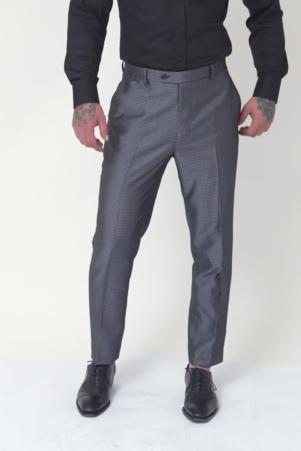 Grey Microcheck Pants