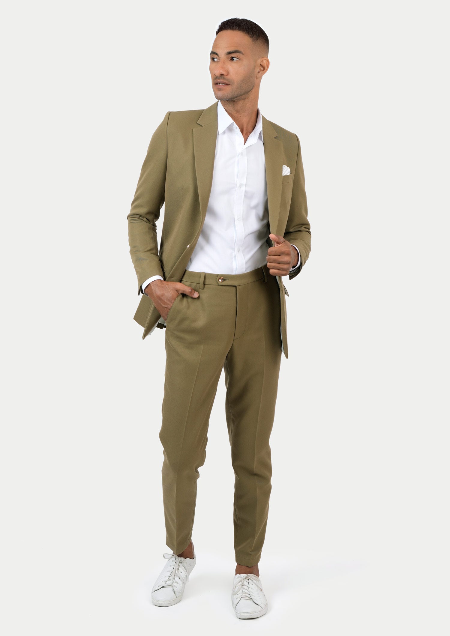Astor British Khaki Cotton Suit - SARTORO