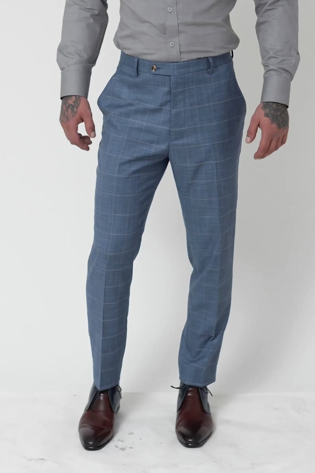Sky Blue Windowpane Pants