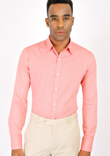 Coral Egyptian Cotton Broadcloth Shirt - SARTORO