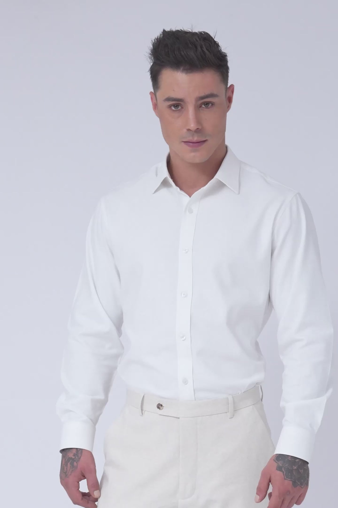 White Linen Blend Shirt