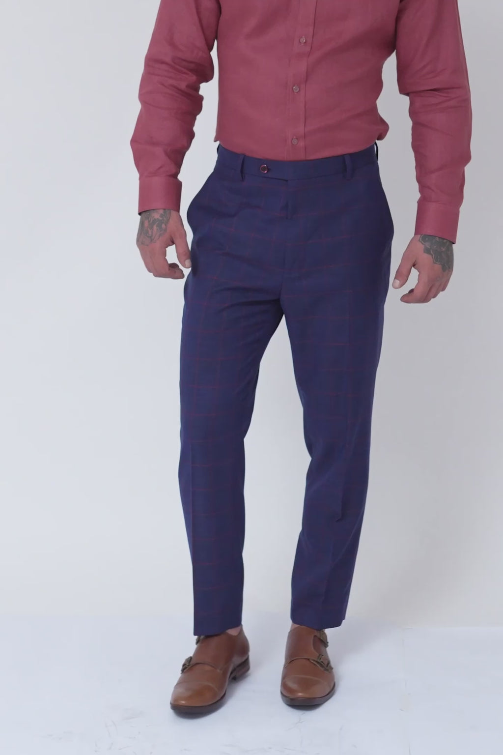 Indigo Blue Windowpane Pants