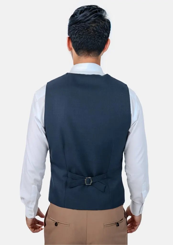 Aegean Blue Sharkskin Vest - SARTORO