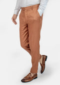 Amber Brown Linen Pants - SARTORO