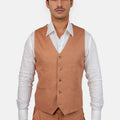 Amber Brown Linen Vest - SARTORO