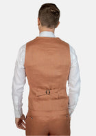Amber Brown Linen Vest - SARTORO538
