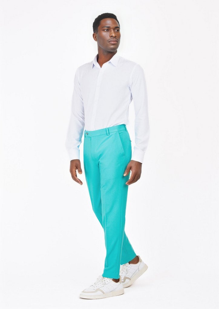 Aqua Blue Stretch Pants - SARTORO