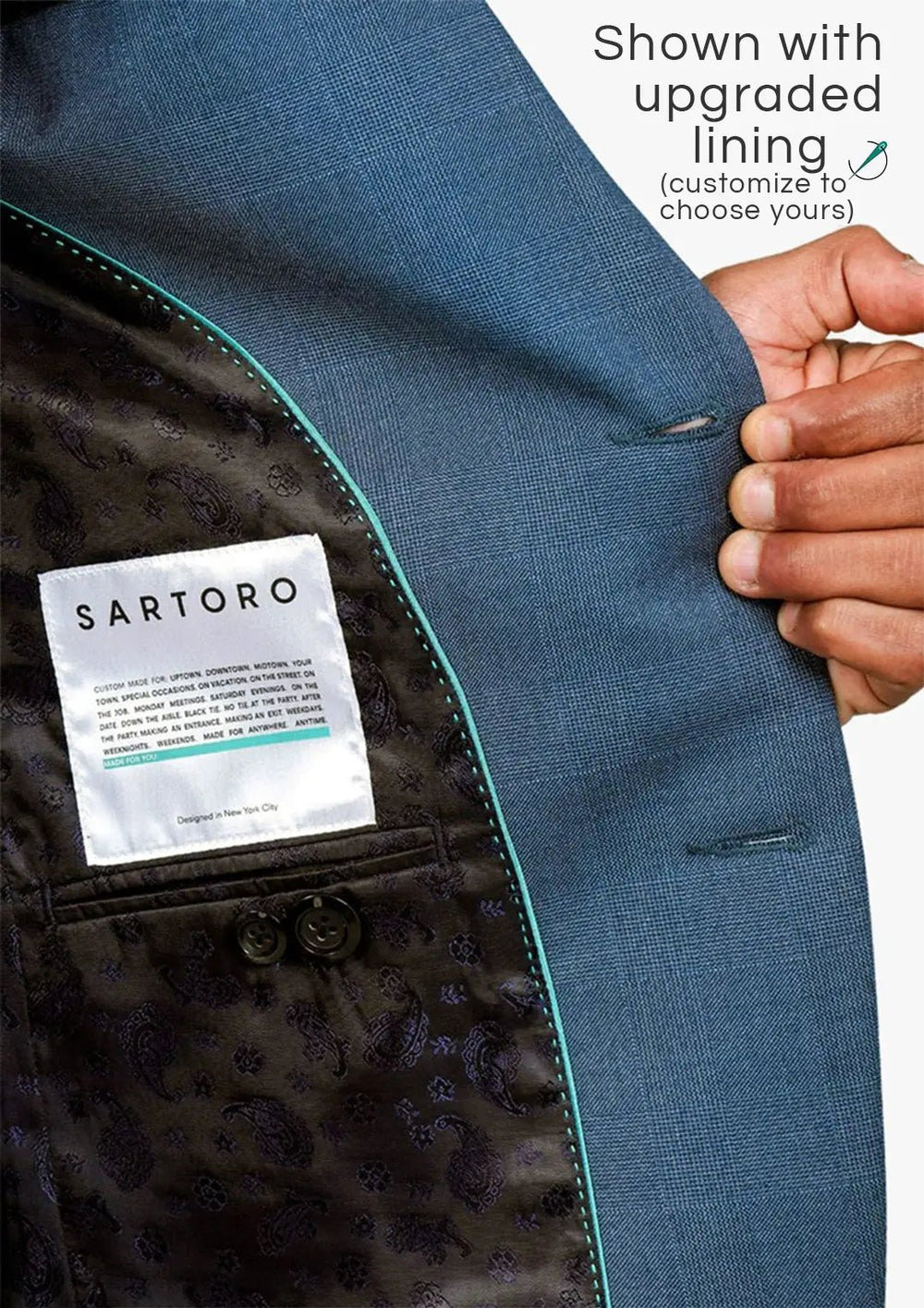 Astor Air Force Blue Prince of Wales Jacket - SARTORO