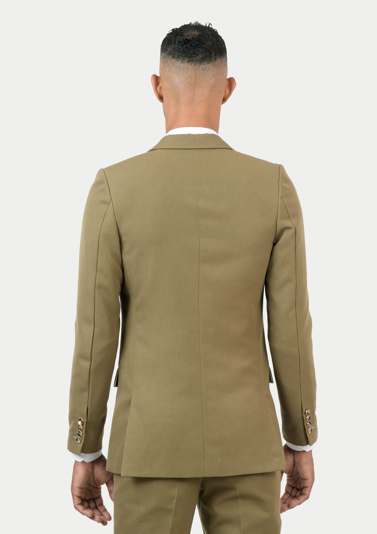 Astor British Khaki Cotton Suit - SARTORO344