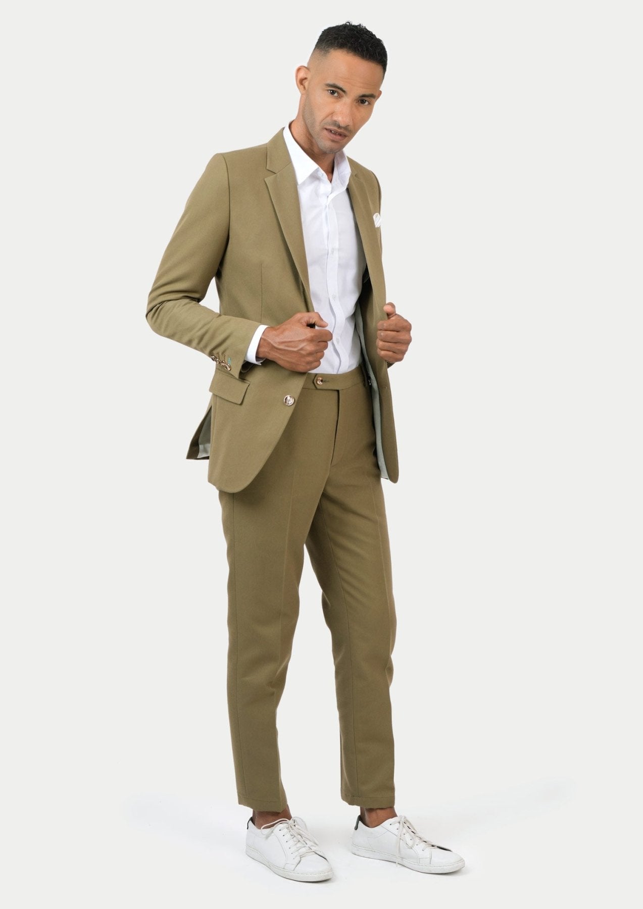 Astor British Khaki Cotton Suit - SARTORO