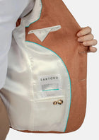 Astor Brown Amber Linen Jacket - SARTORO856
