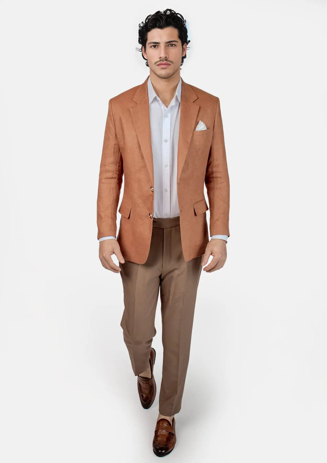 Astor Brown Amber Linen Jacket - SARTORO