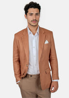 Astor Brown Amber Linen Jacket - SARTORO225