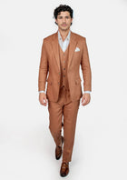 Astor Brown Amber Linen Suit - SARTORO277