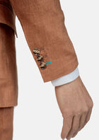 Astor Brown Amber Linen Suit - SARTORO214