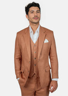 Astor Brown Amber Linen Suit - SARTORO406