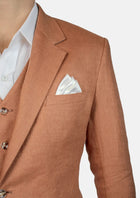 Astor Brown Amber Linen Suit - SARTORO546