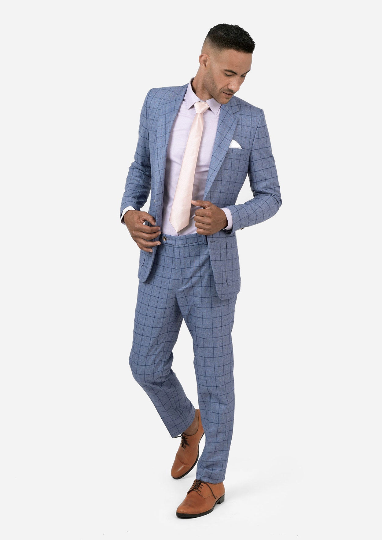Astor Carolina Blue Windowpane Suit - SARTORO