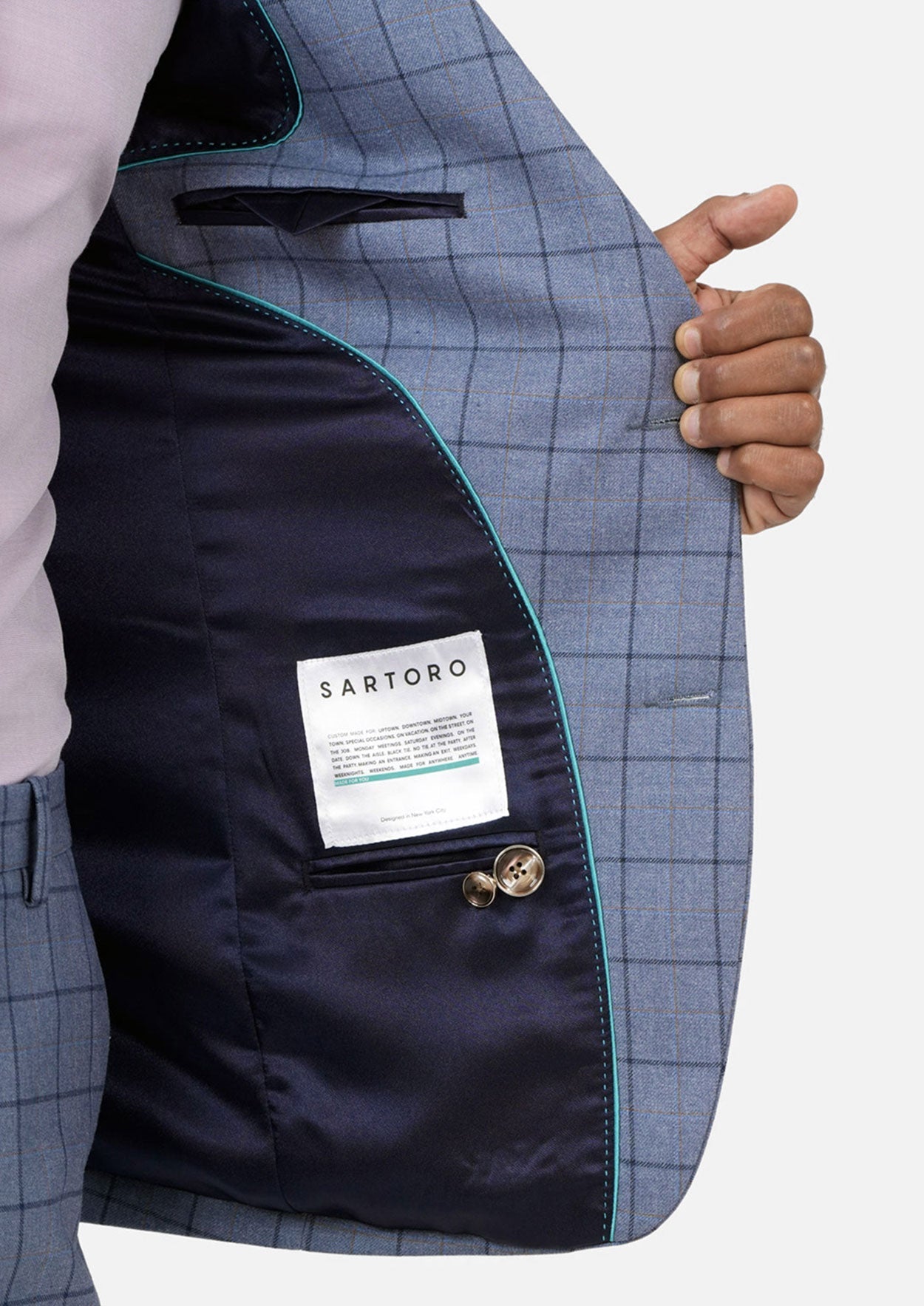 Astor Carolina Blue Windowpane Suit - SARTORO