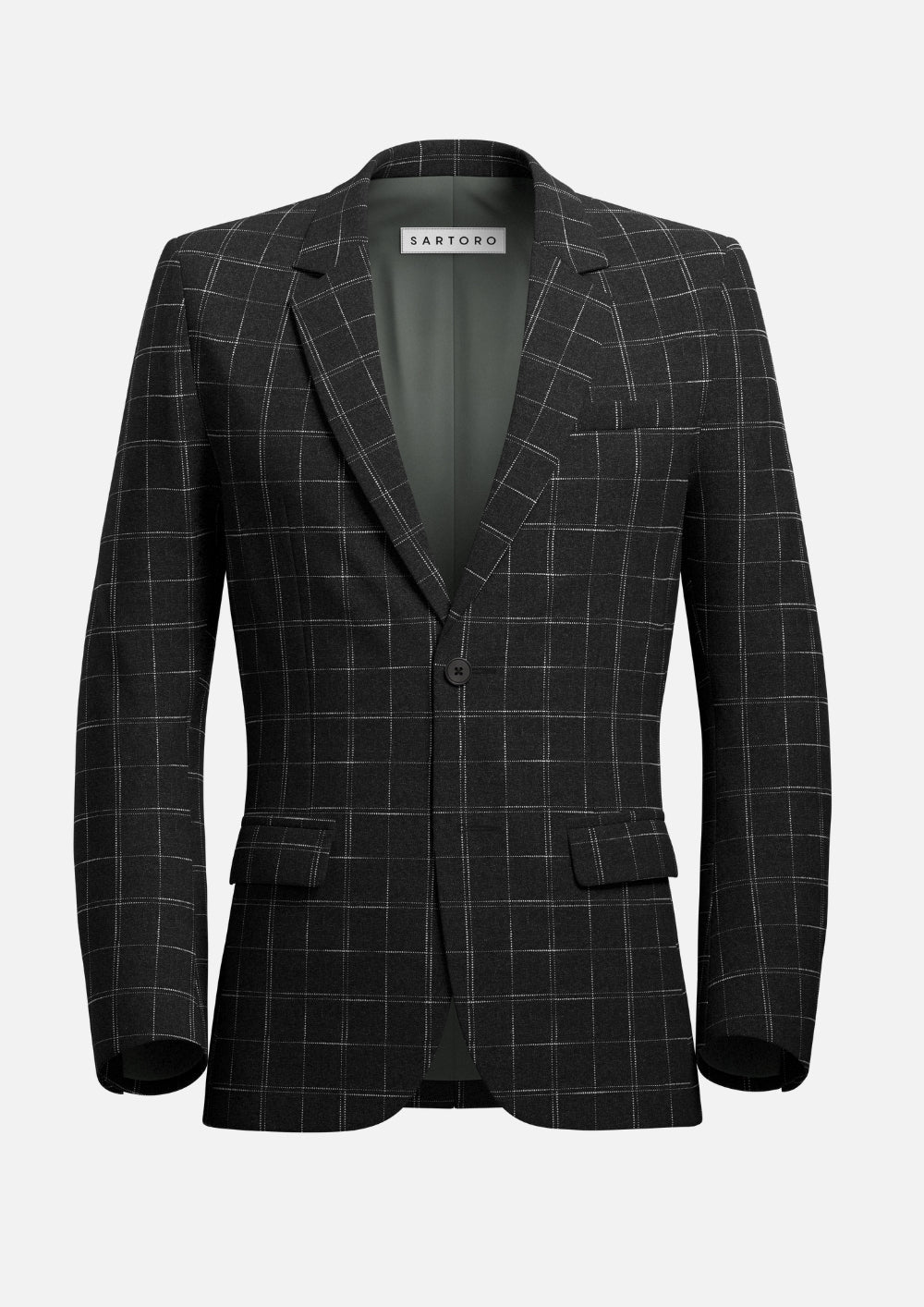 Astor Charcoal Flannel Windowpane Jacket - SARTORO
