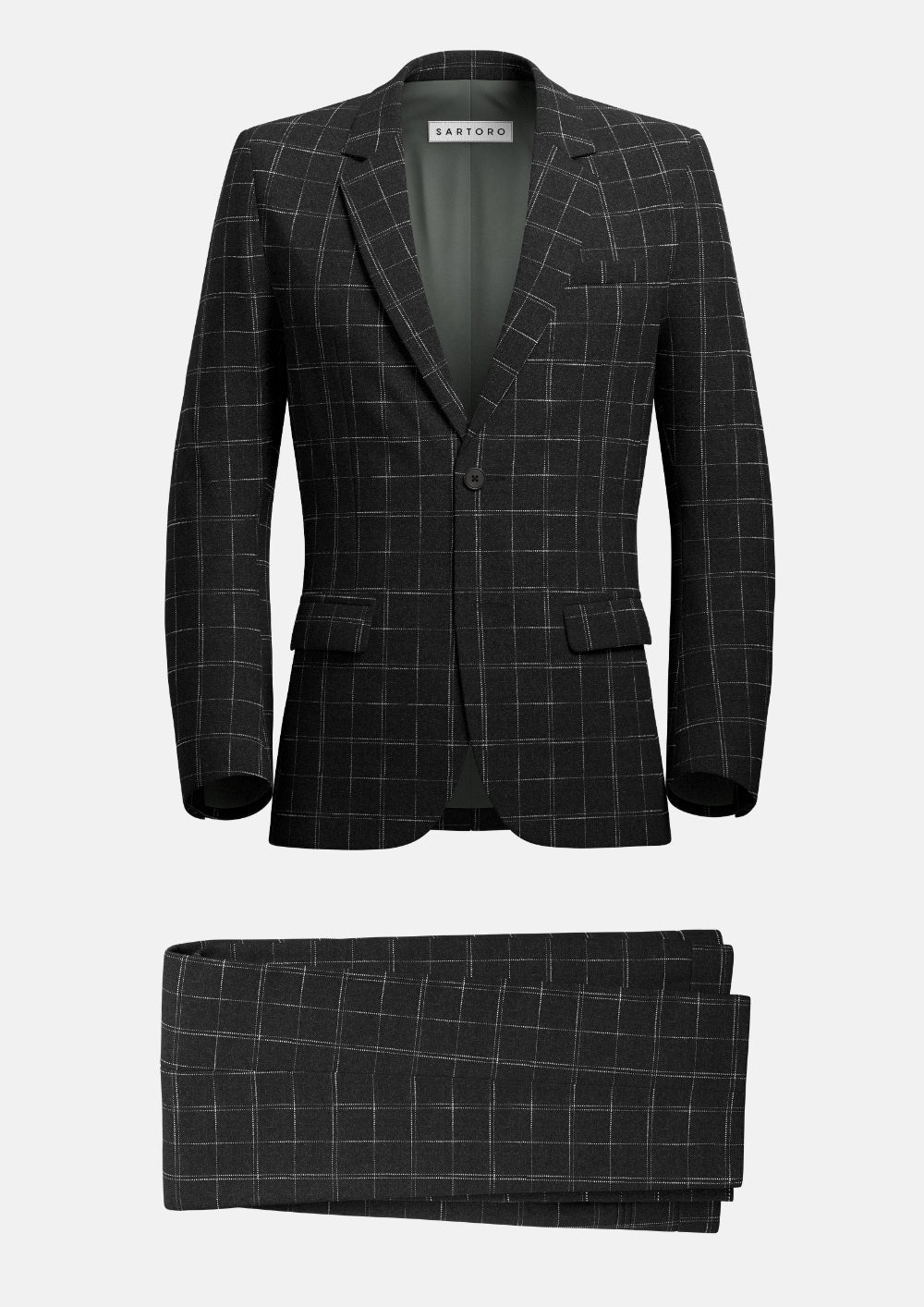 Astor Charcoal Flannel Windowpane Suit