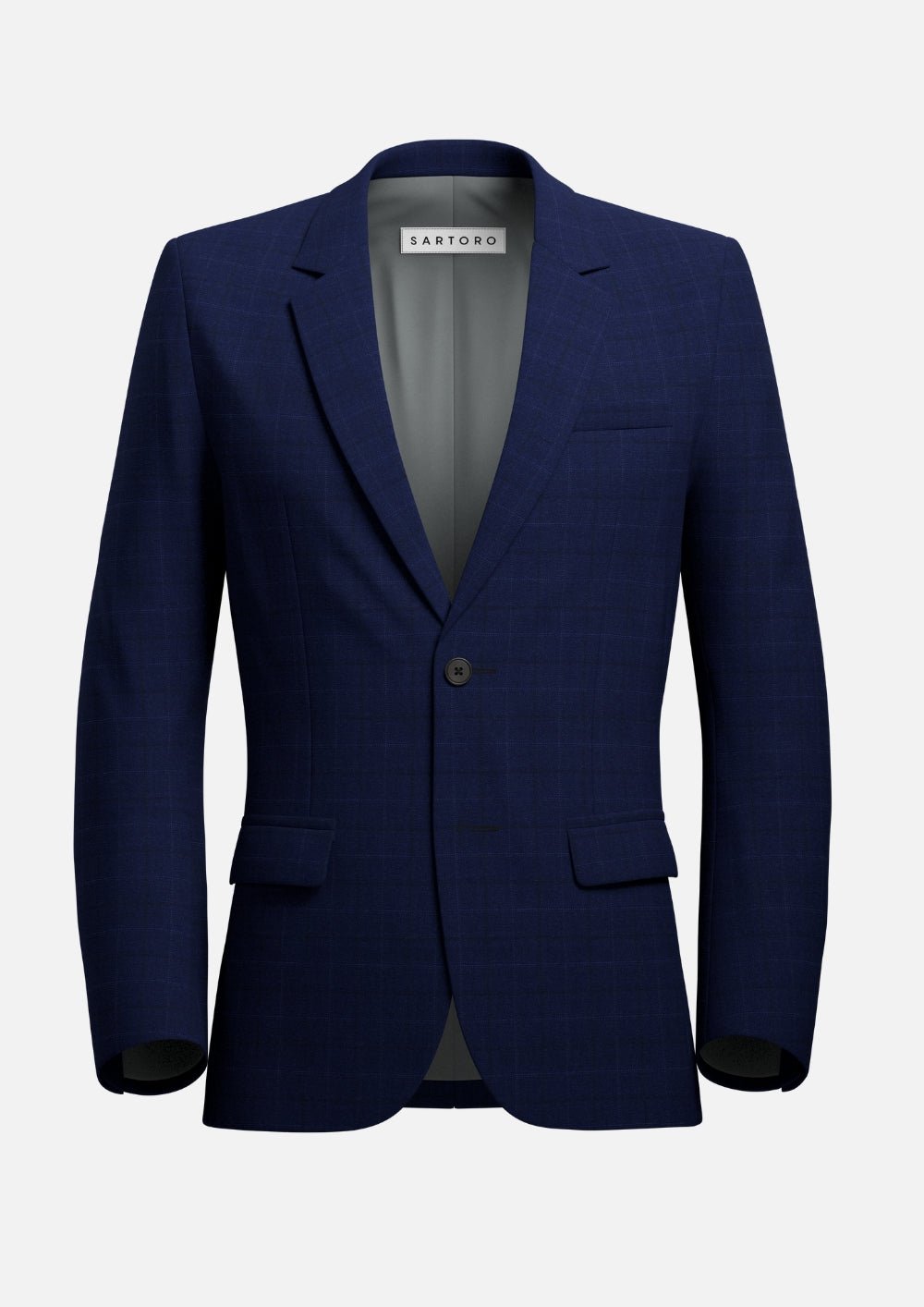 Astor Deep Blue Flannel Windowpane Jacket - SARTORO