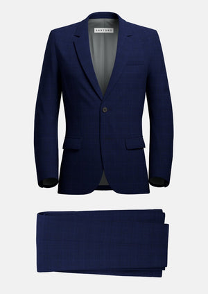 Astor Deep Blue Flannel Windowpane Suit