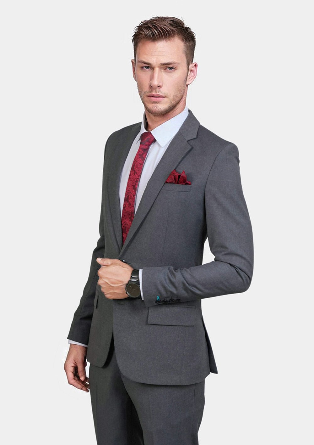 Astor Grey Charcoal Crosshatch Suit - SARTORO