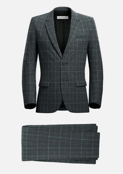 Astor Grey Two-Tone Plaid Suit - SARTORO