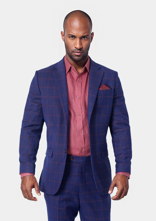 Astor Indigo Blue Windowpane Jacket - SARTORO